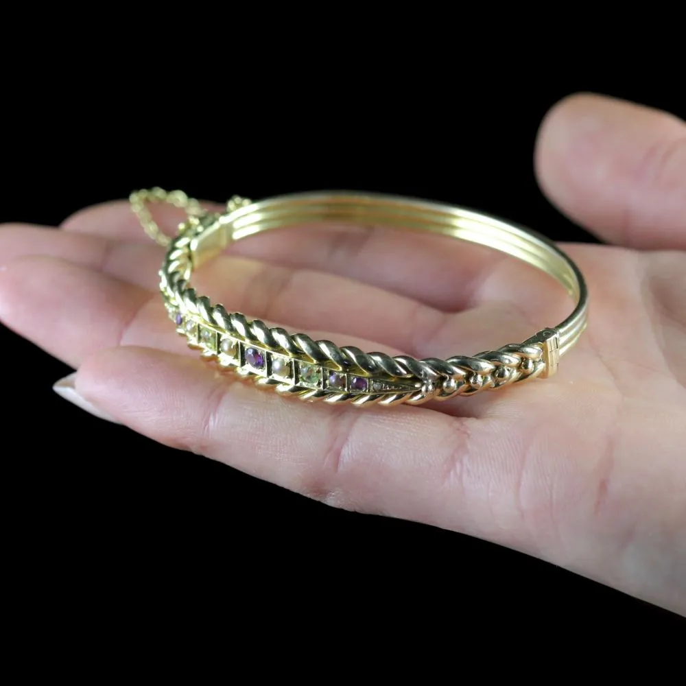 Antique Victorian Suffragette 18Ct Gold Bangle Circa 1900