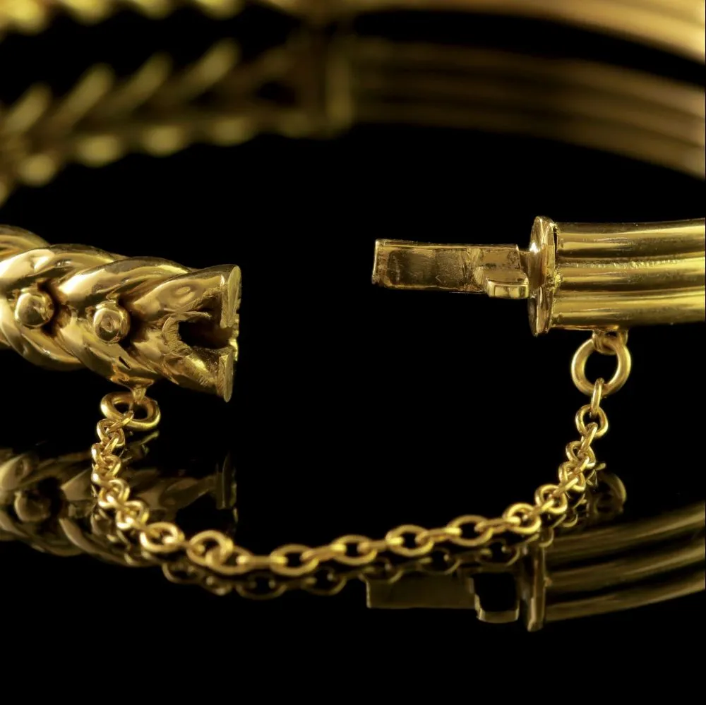 Antique Victorian Suffragette 18Ct Gold Bangle Circa 1900