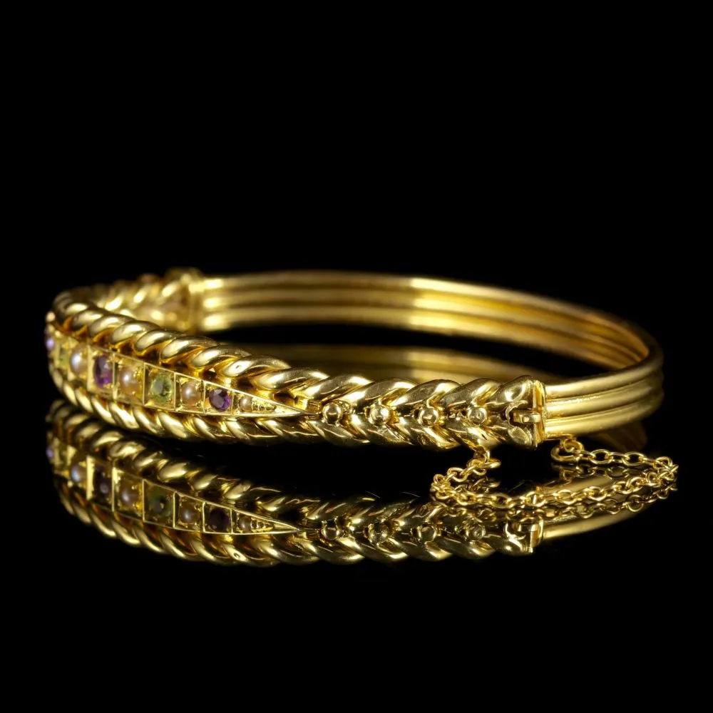 Antique Victorian Suffragette 18Ct Gold Bangle Circa 1900