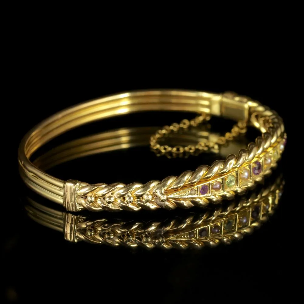 Antique Victorian Suffragette 18Ct Gold Bangle Circa 1900