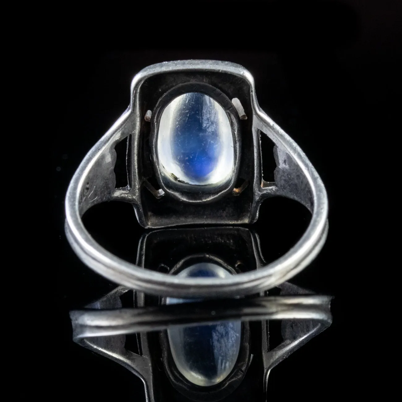 Art Deco 2.5Ct Moonstone Ring Sterling Silver Circa 1930