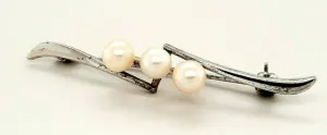 Authentic Mikimoto Pearl Sterling Silver Brooch