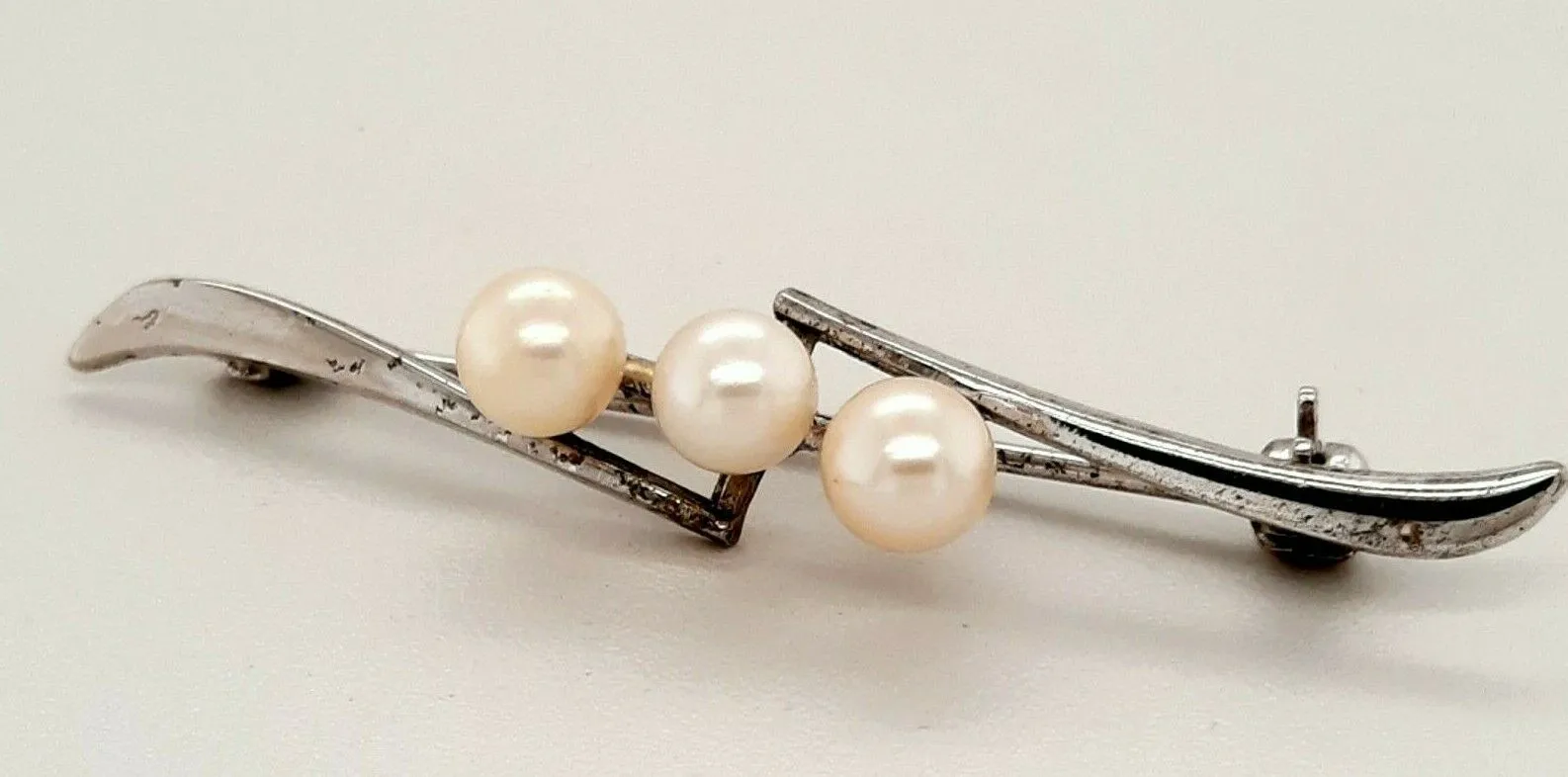 Authentic Mikimoto Pearl Sterling Silver Brooch