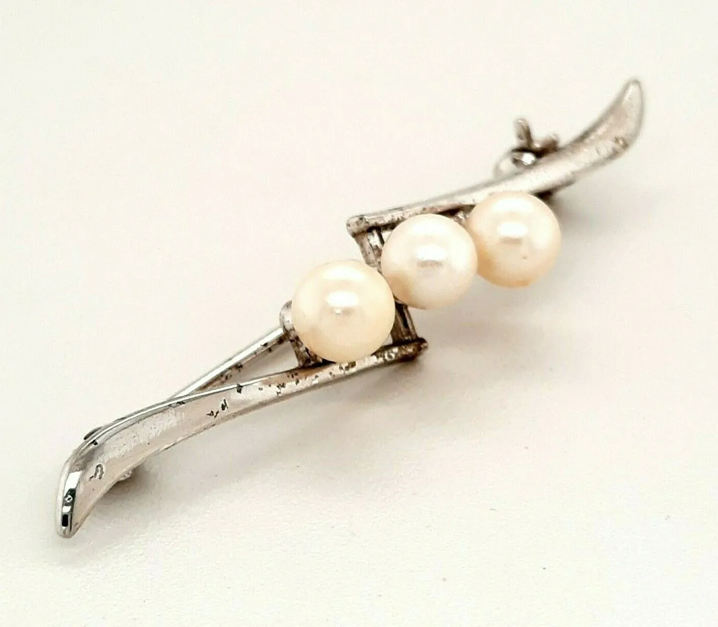 Authentic Mikimoto Pearl Sterling Silver Brooch