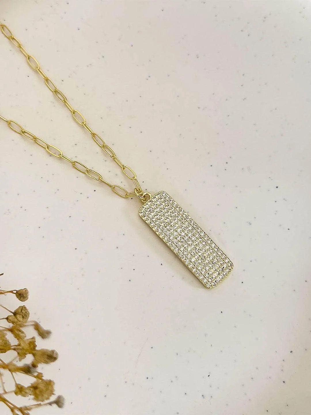 Beaded Rectangle Pendant Necklace