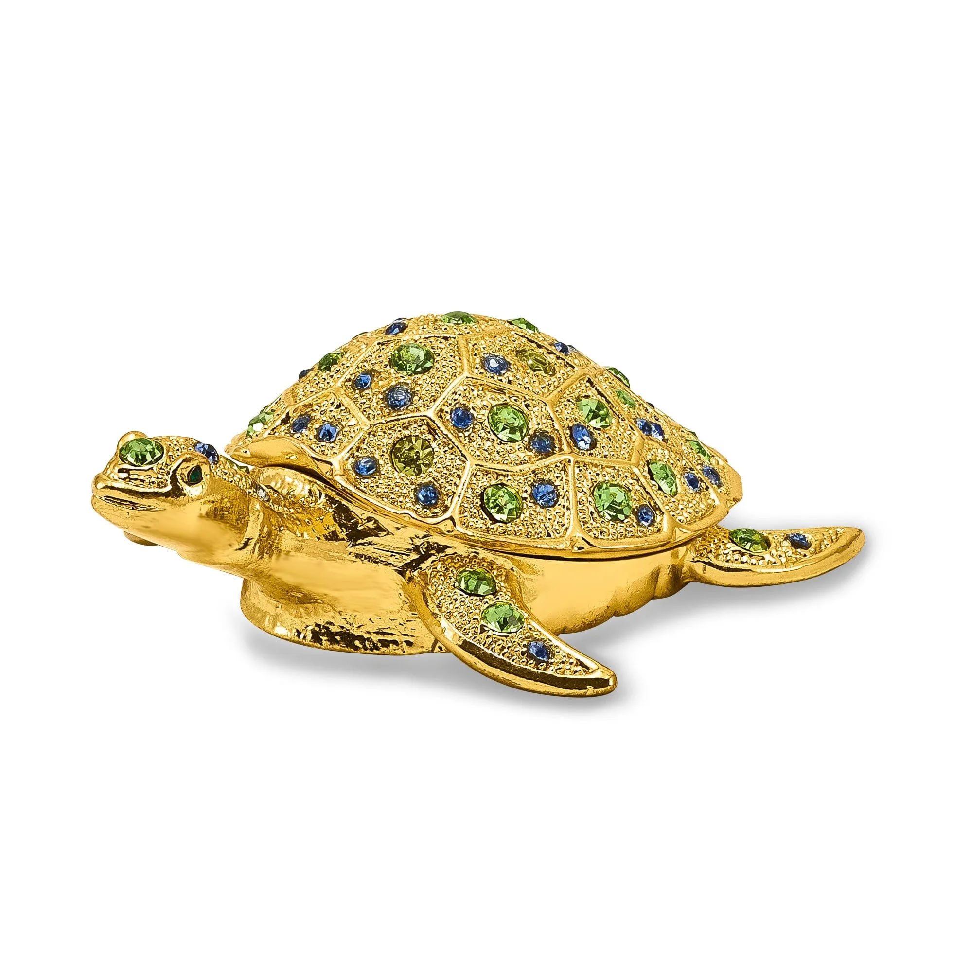 Bejeweled Pewter Gold Color Finish GILDA Golden Sea Turtle Trinket Box