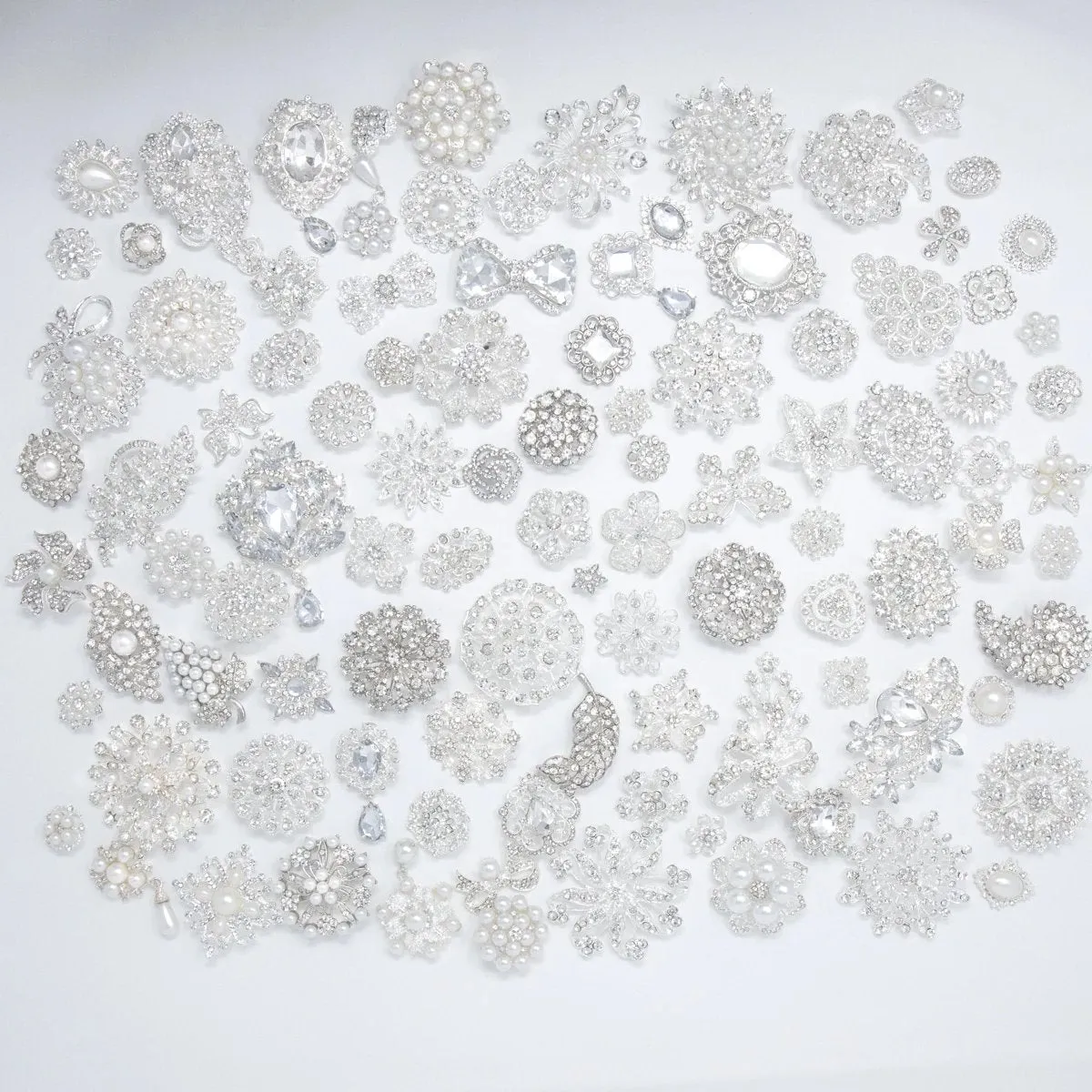 Bulk Silver Clear Rhinestones Embellishments