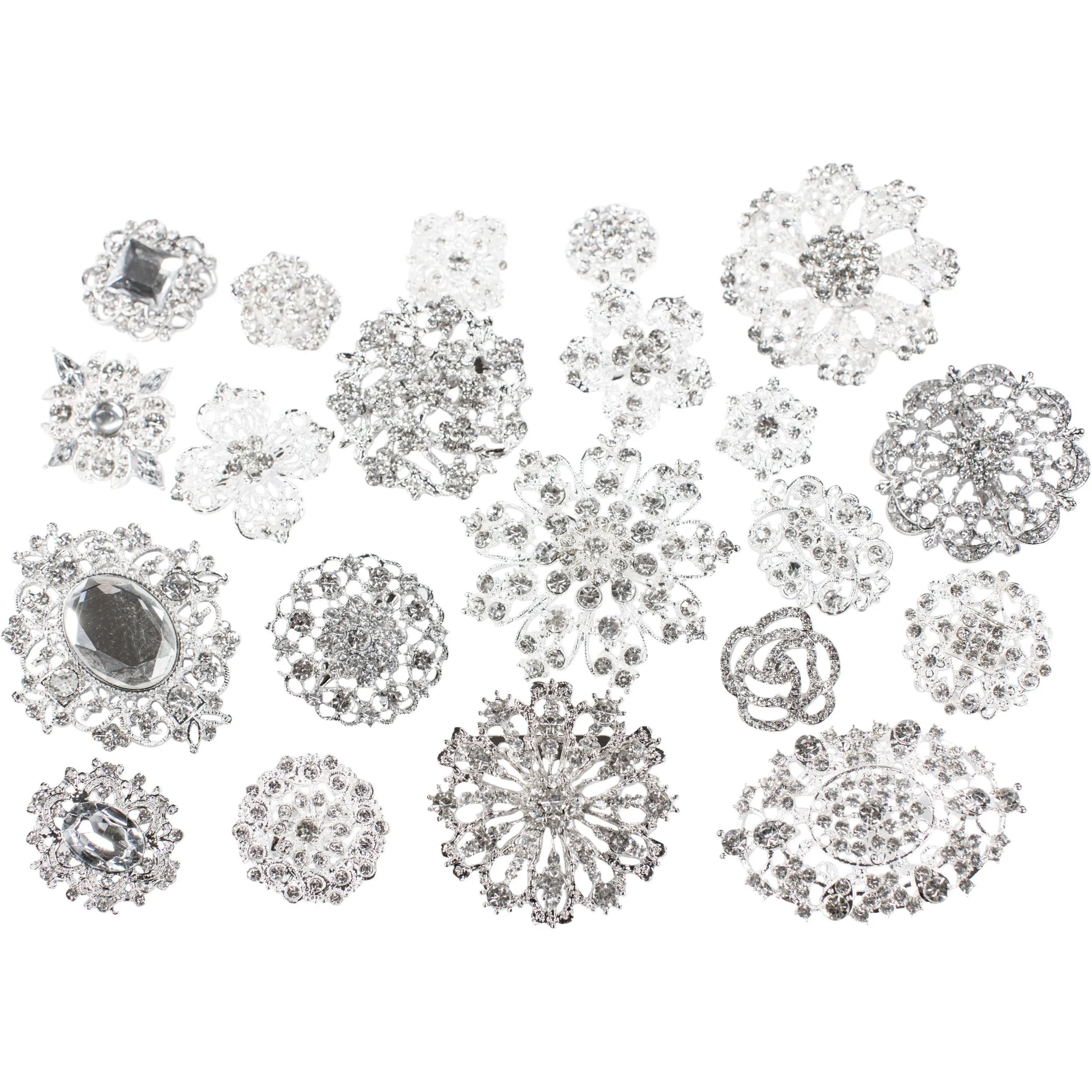 Bulk Silver Clear Rhinestones Embellishments