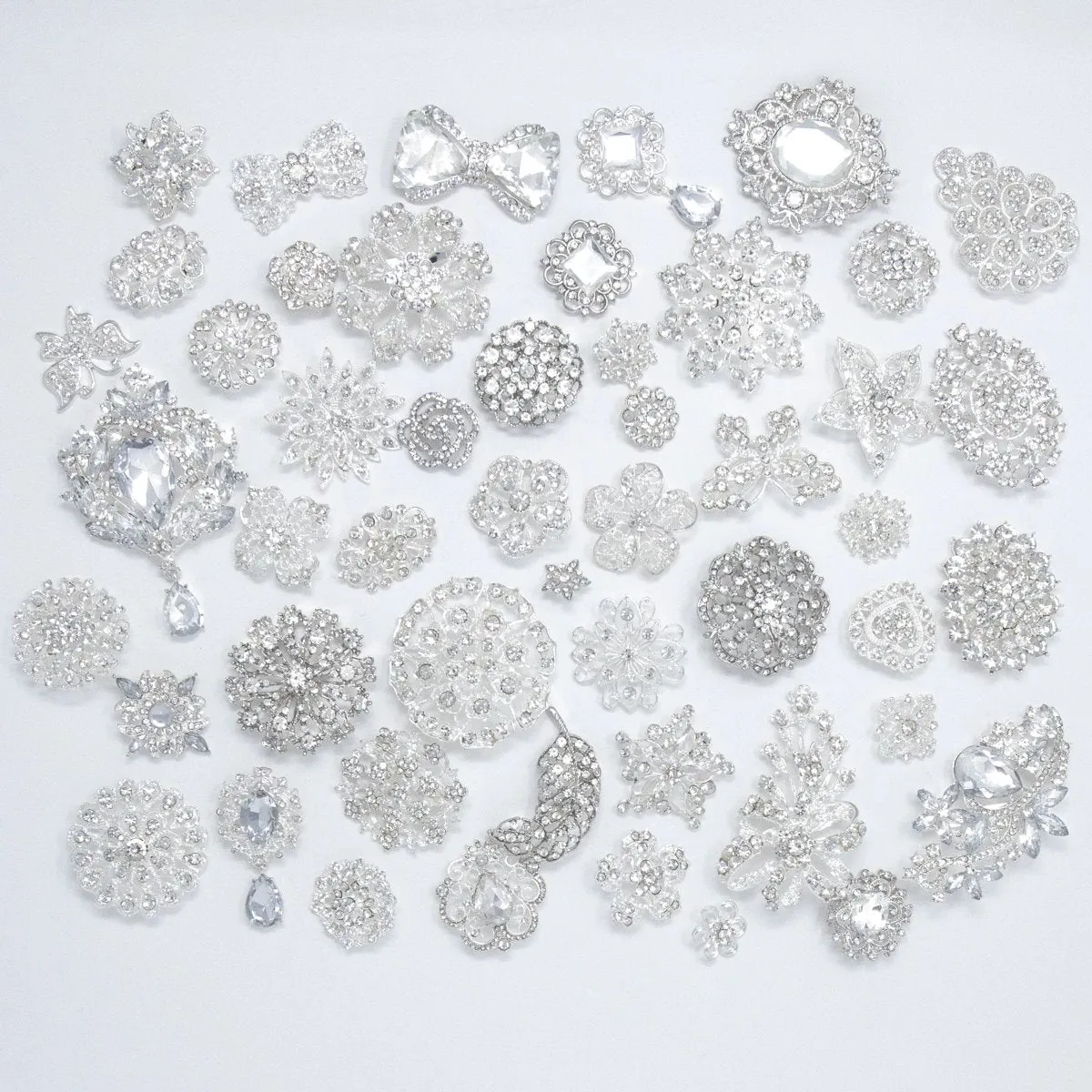 Bulk Silver Clear Rhinestones Embellishments