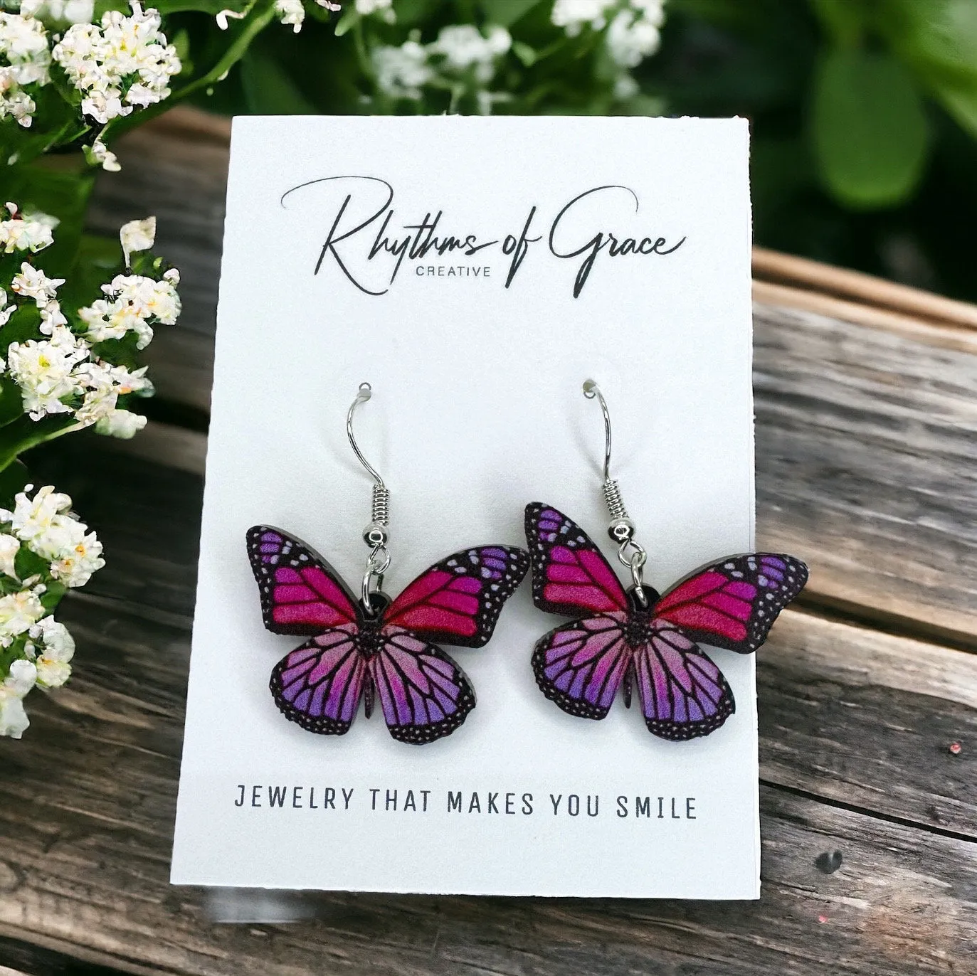 Butterfly Earrings - Easter Earrings, Handmade Earrings, Butterfly Jewelry, Butterfly Accessories,  Easter Accessories, Monarch Butterfly