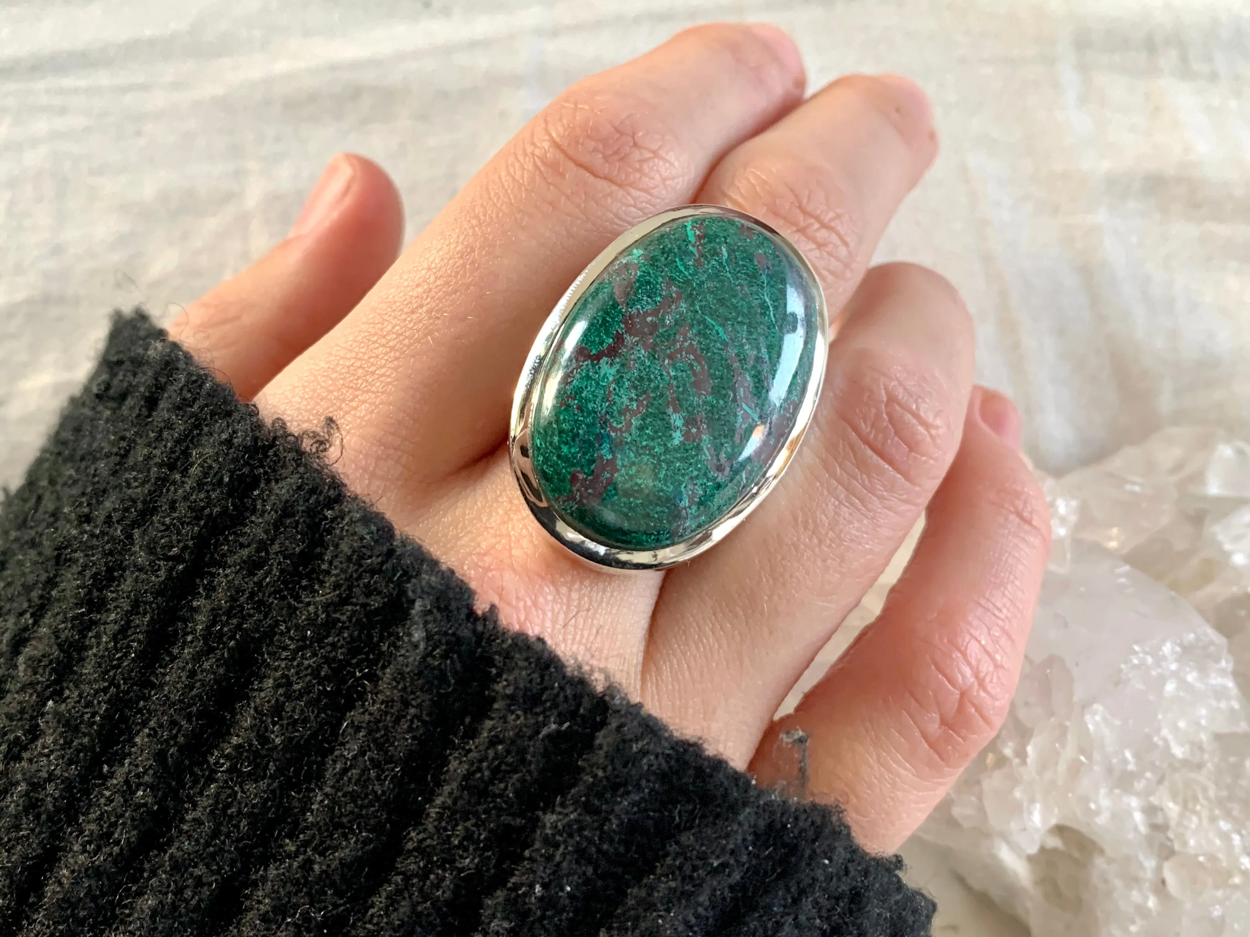 Chrysocolla Naevia Ring - Large Oval (US 7.5)