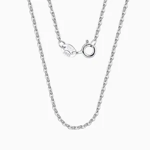 Classic Cable Rhodium Plated Sterling Silver Dainty Chain Necklace