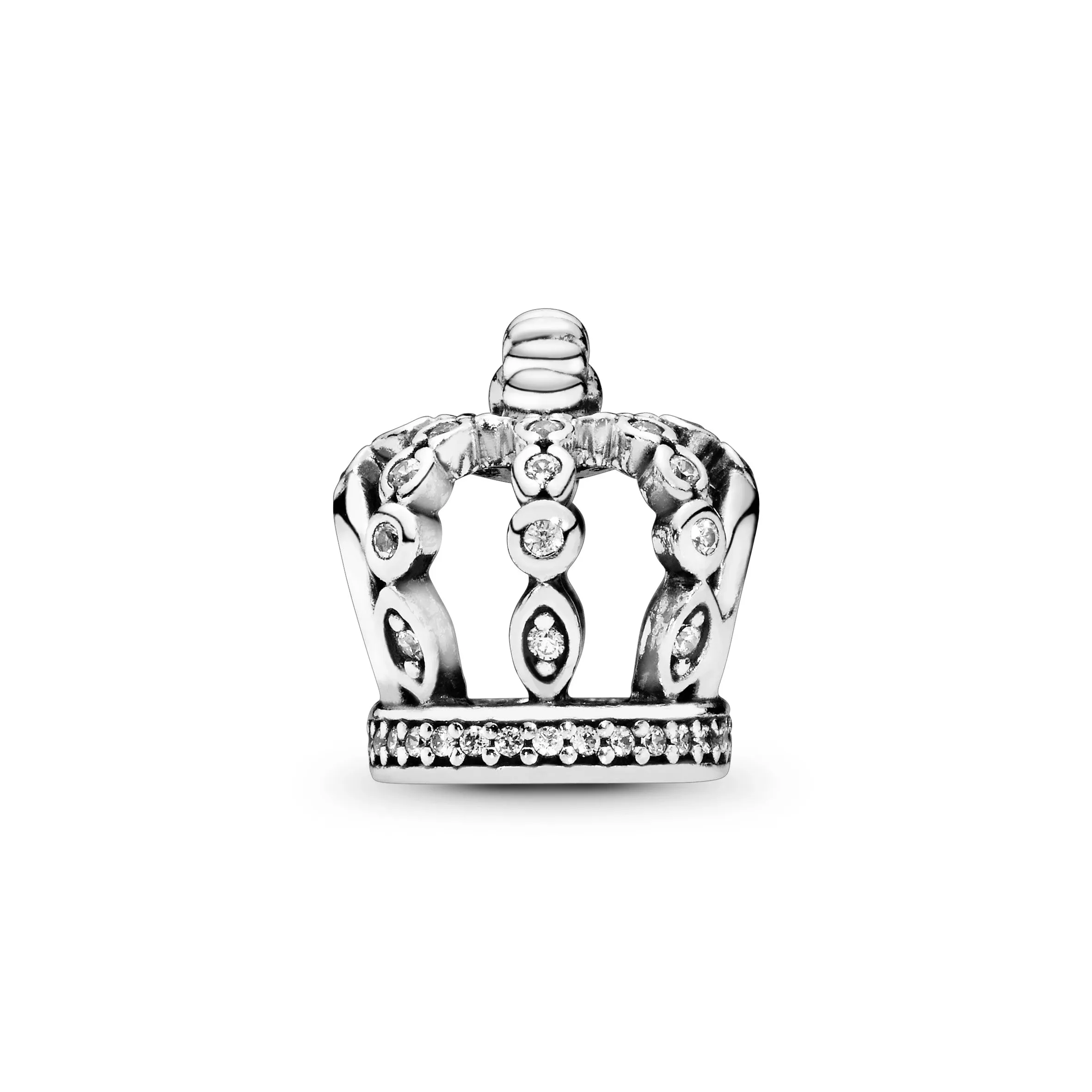 Crown silver charm with clear cubic zirconia