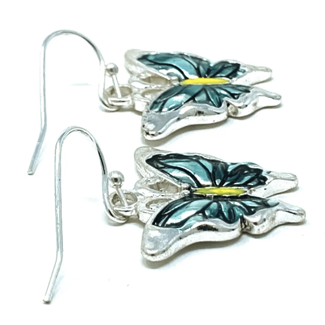 Dangling Silver Butterfly Earrings