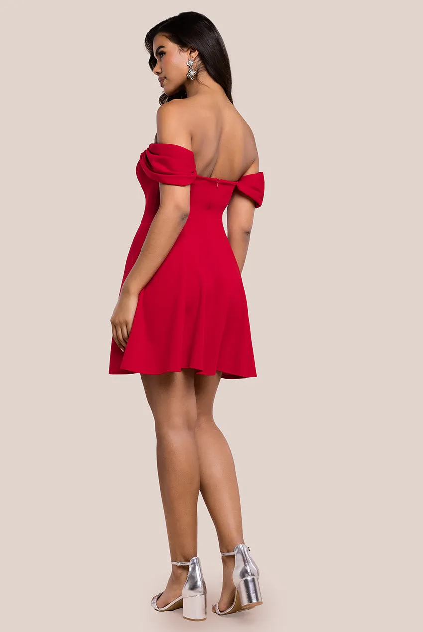 Diamante Heart Trim A-Line Mini Dress - Red by Goddiva