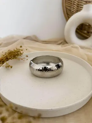 Dome Bangle Bracelet In Silver Tone