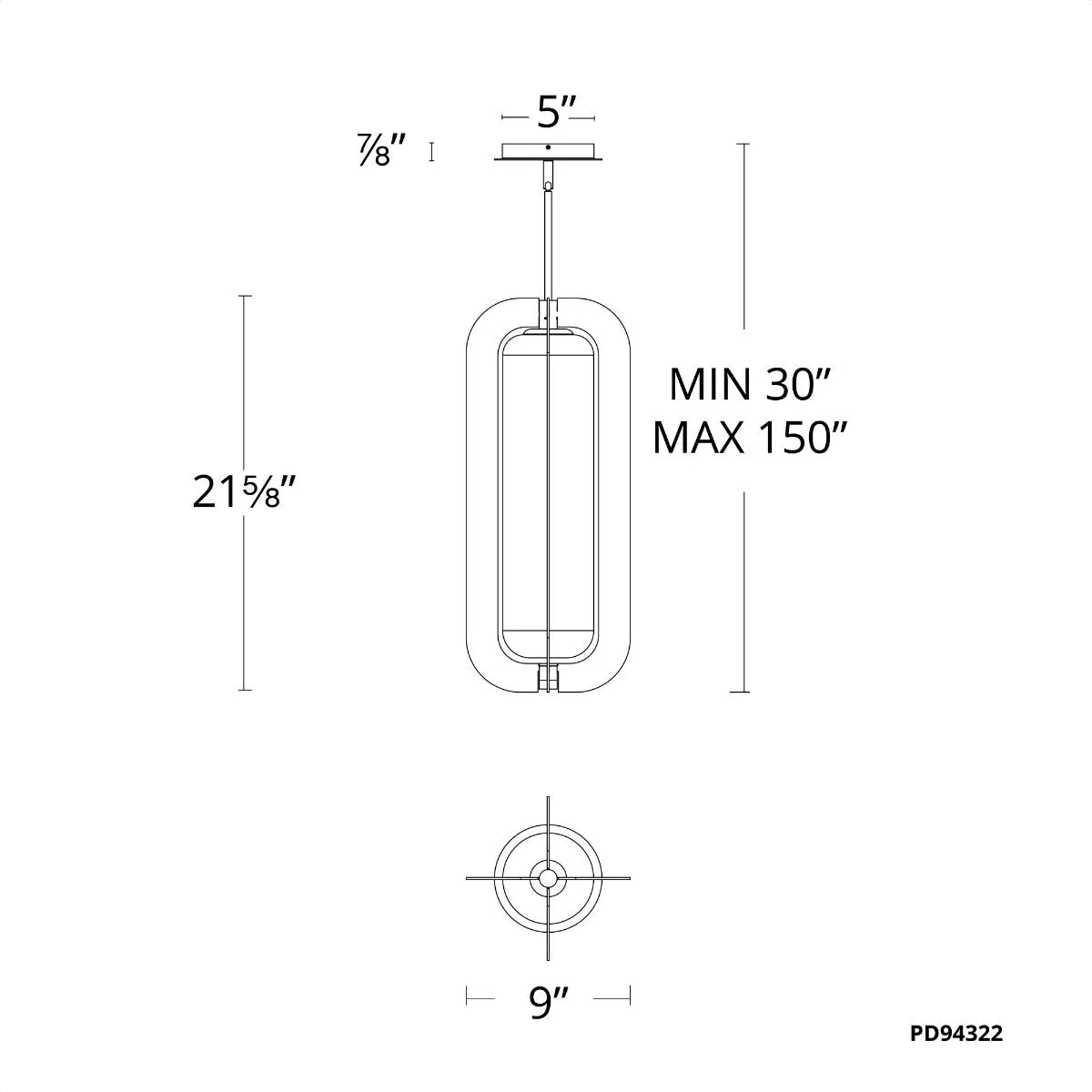 Echelon 22 in. LED Pendant Light 3000K Brass finish