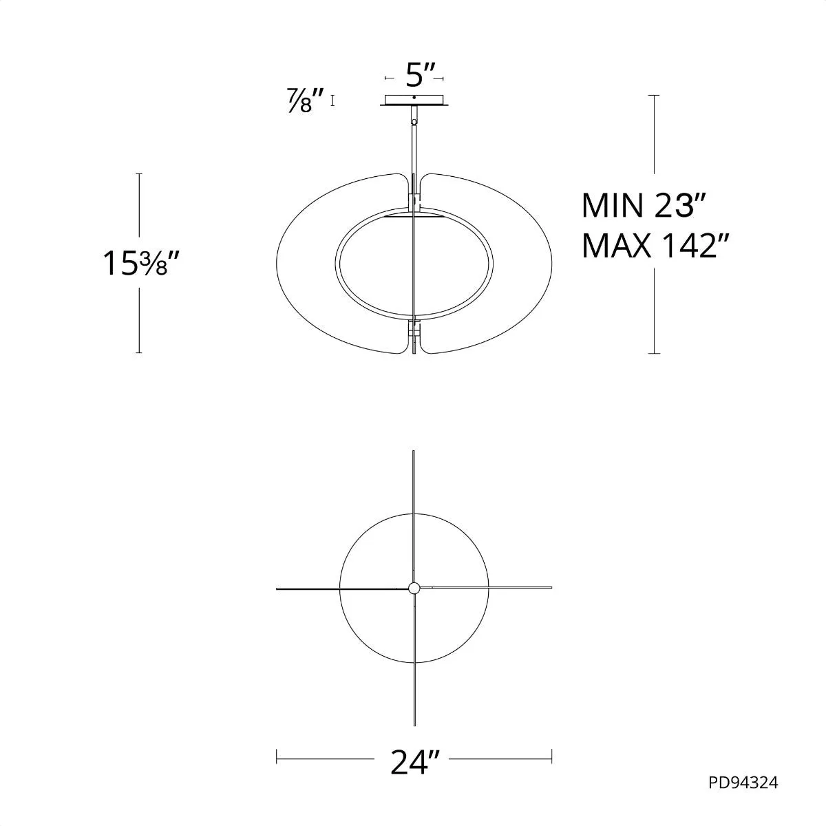 Echelon 24 in. LED Pendant Light Black finish