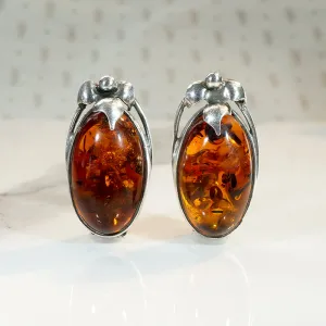 Enchanting Amber in Sculpted Sterling Earrings