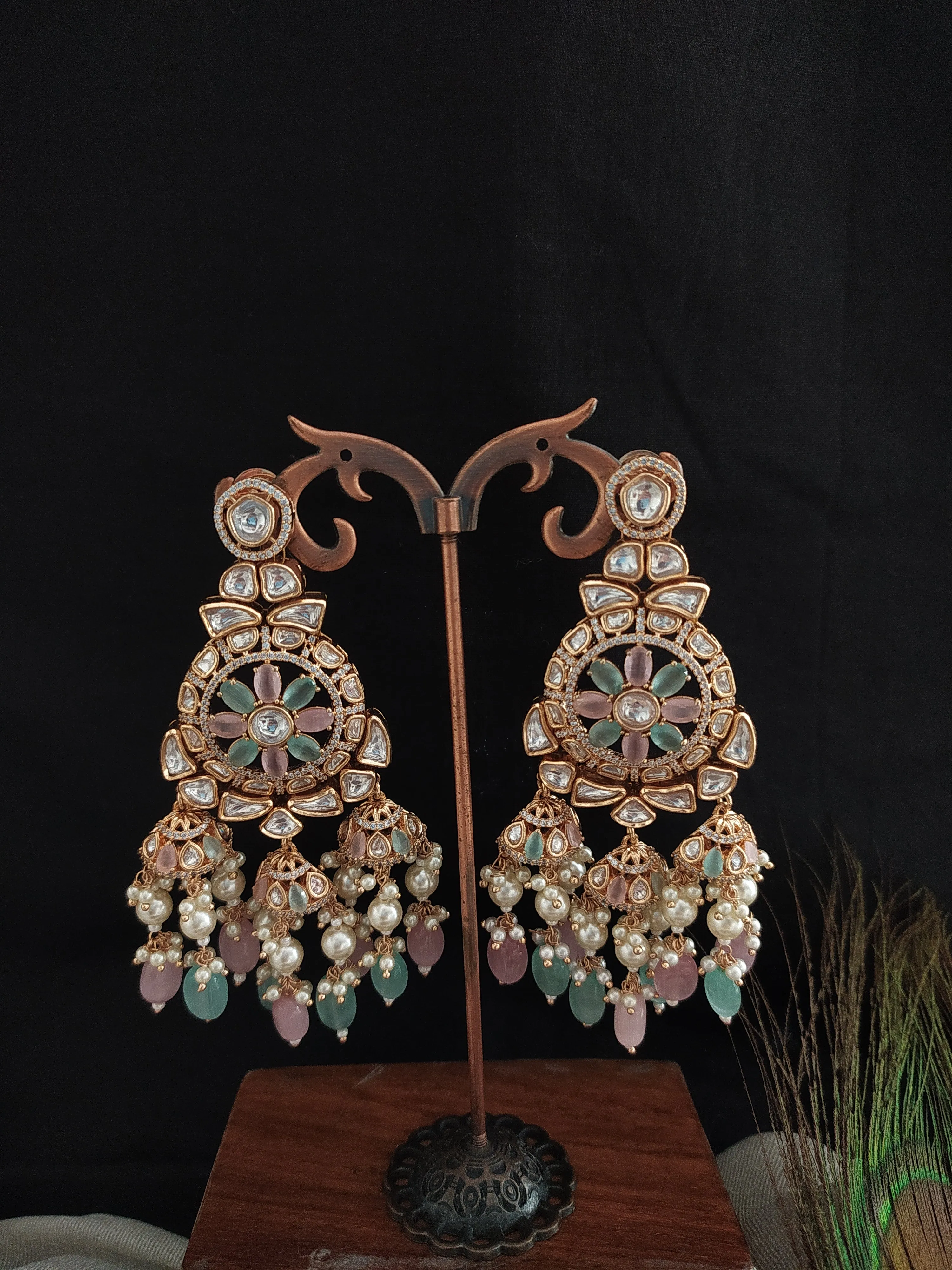 Enchanting Elegance Of Polki Uncut Stones Kundan Dangling Earrings