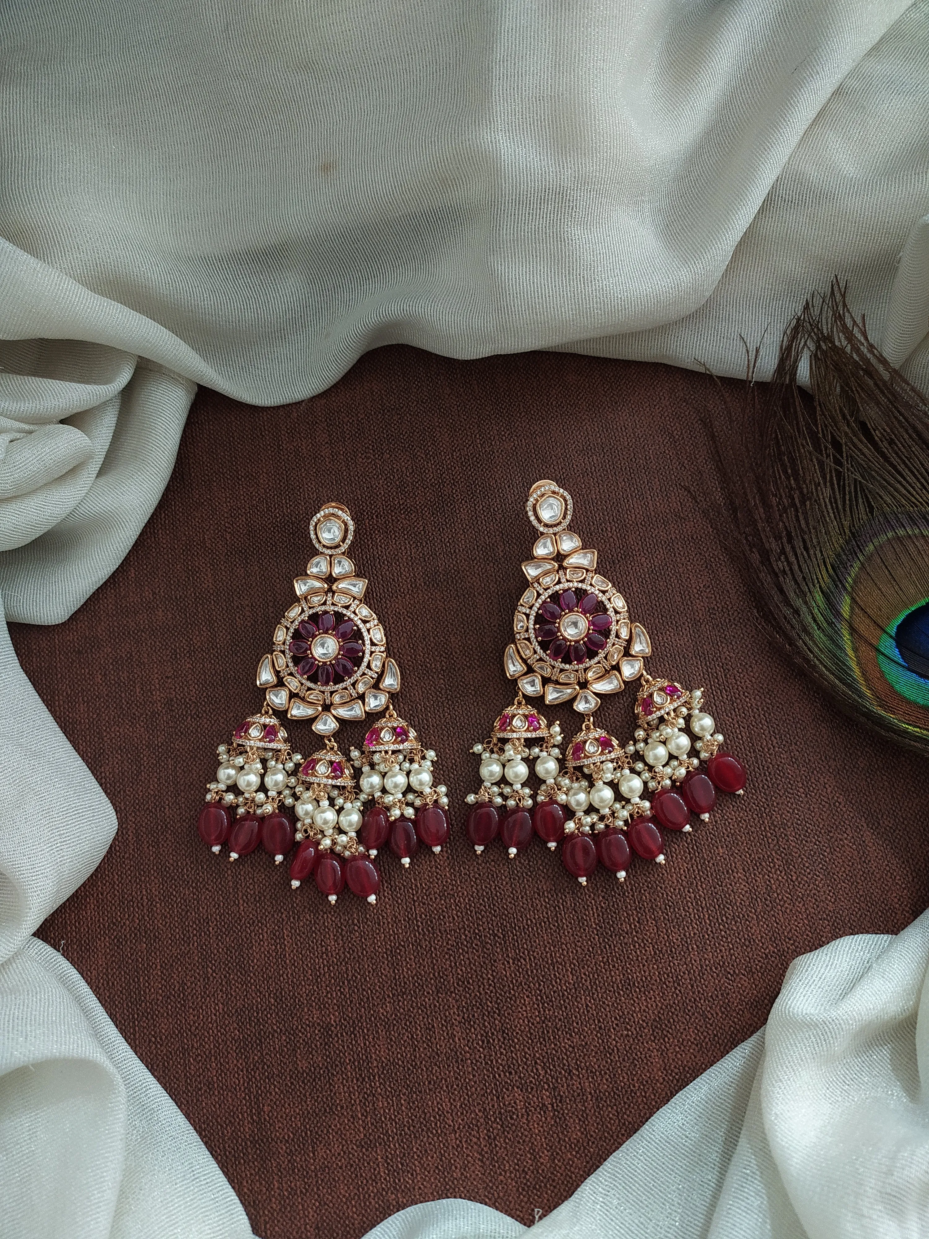 Enchanting Elegance Of Polki Uncut Stones Kundan Dangling Earrings