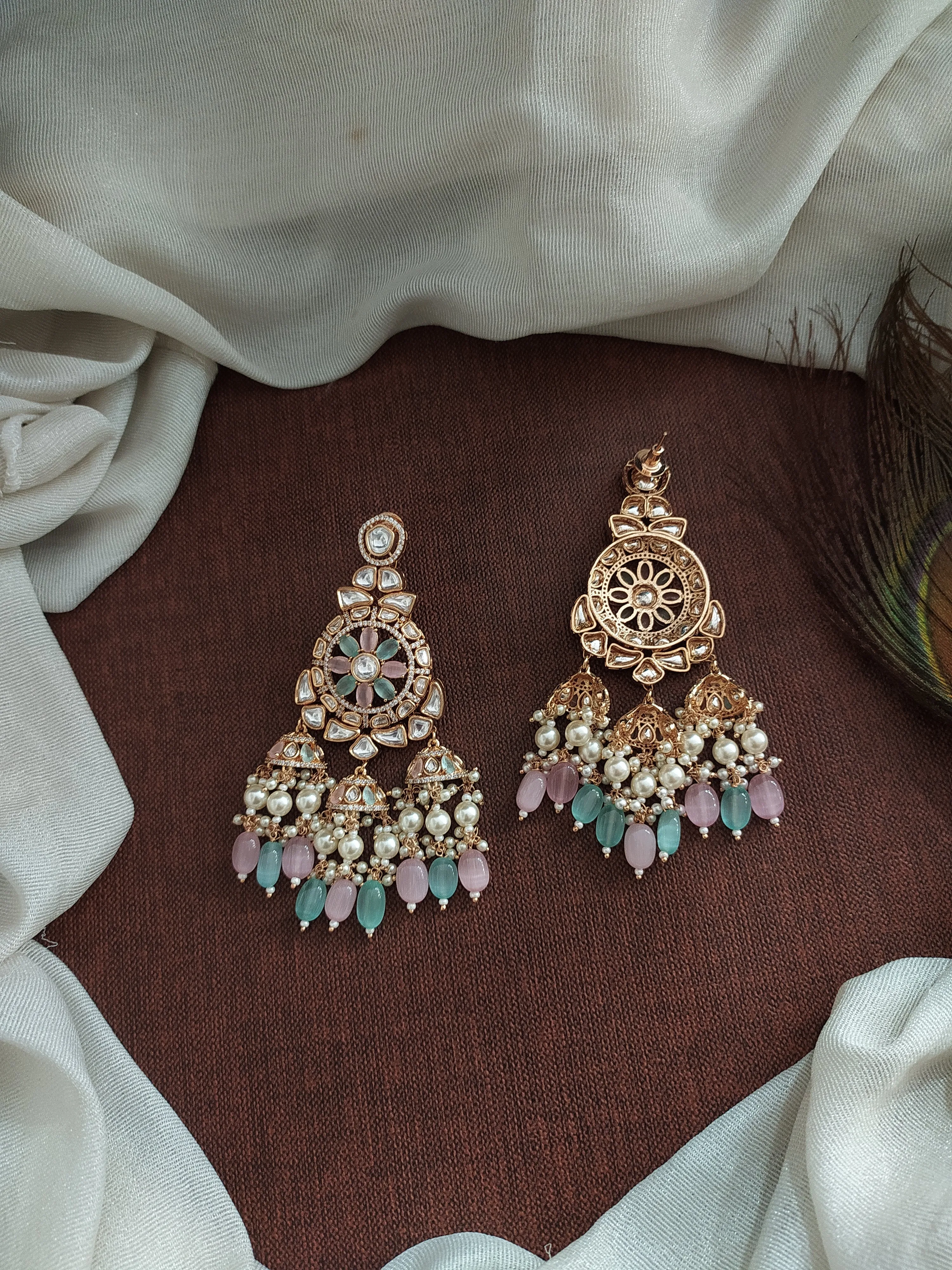 Enchanting Elegance Of Polki Uncut Stones Kundan Dangling Earrings