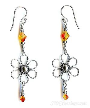 Enchanting Fire Opal Floral Crystal Earrings