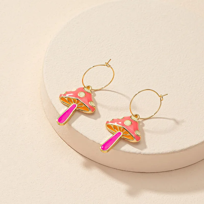 Enchanting Mushroom Earrings - Elegant Fusion of Japanese and Korean Styles