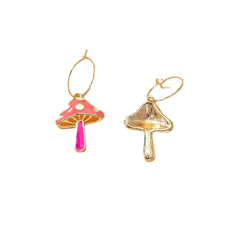 Enchanting Mushroom Earrings - Elegant Fusion of Japanese and Korean Styles