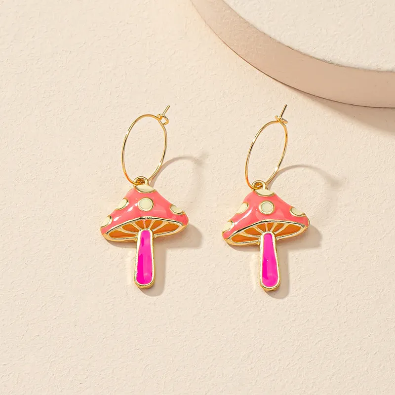 Enchanting Mushroom Earrings - Elegant Fusion of Japanese and Korean Styles