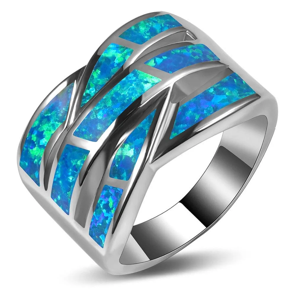 Eternity Blue Fire Opal Ring