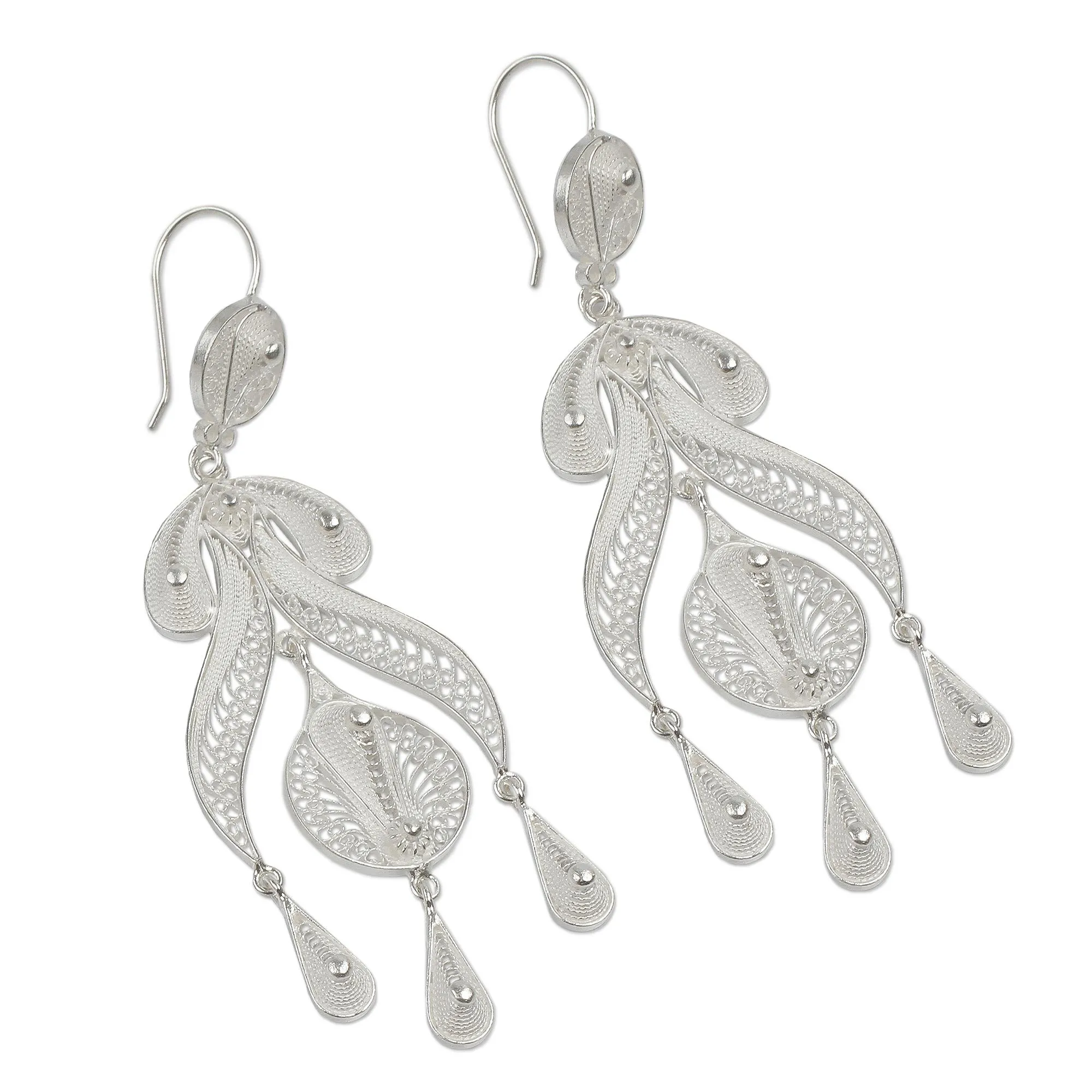 Filigree Teardrops Chandelier Earrings