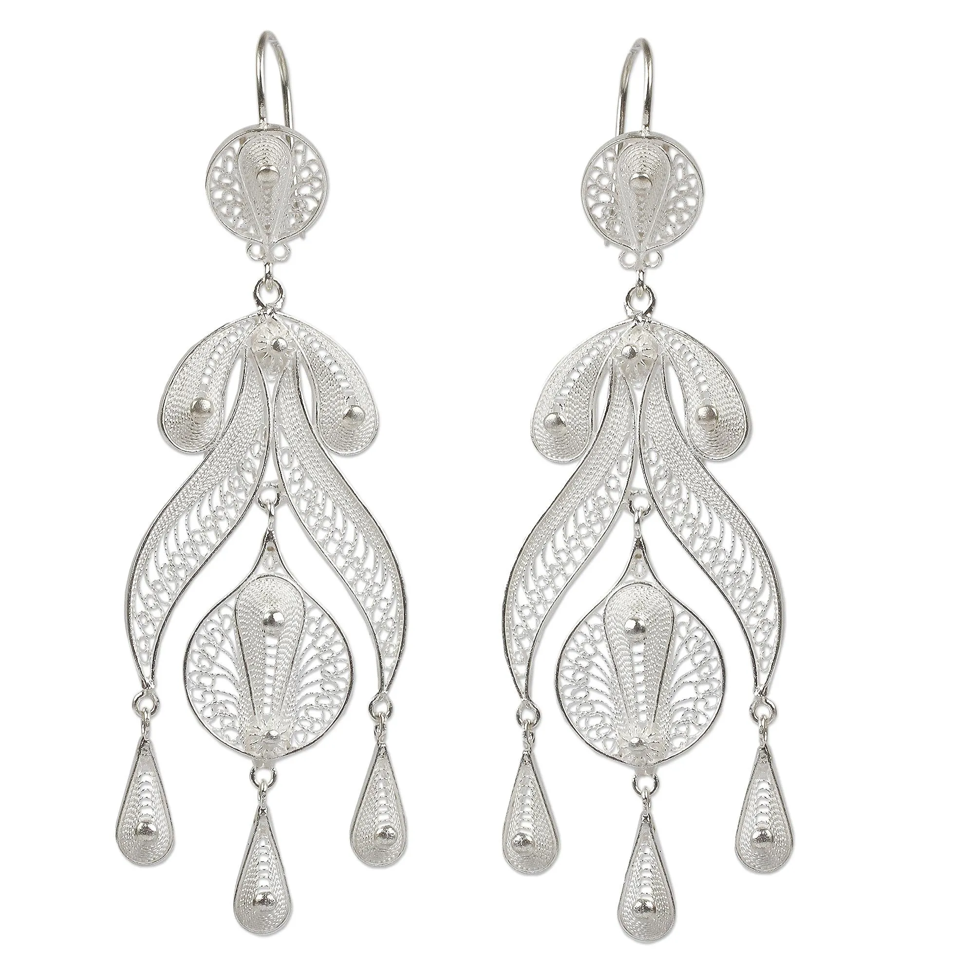 Filigree Teardrops Chandelier Earrings