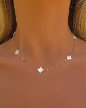 Five White Clover Necklace