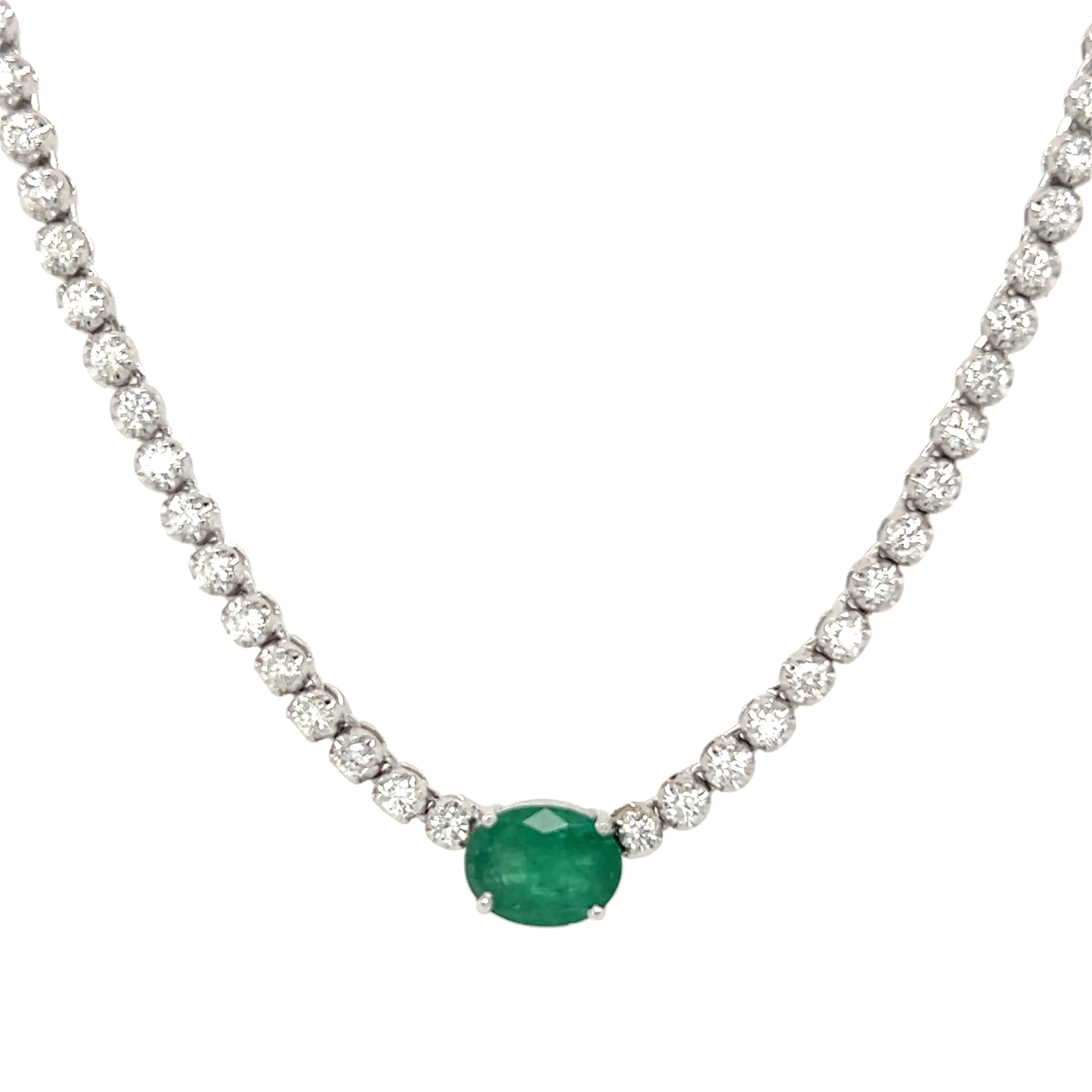 Gemstone Center Diamond Tennis Choker