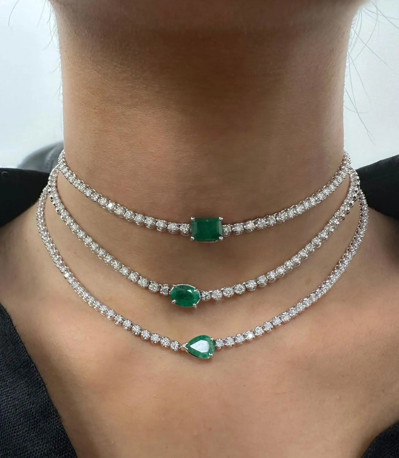 Gemstone Center Diamond Tennis Choker