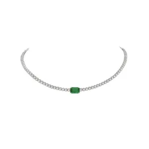 Gemstone Center Diamond Tennis Choker