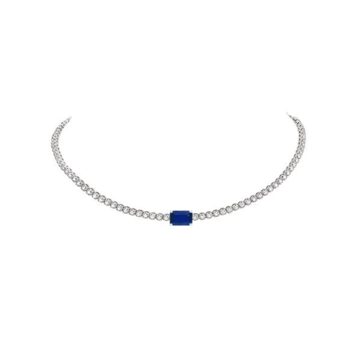 Gemstone Center Diamond Tennis Choker