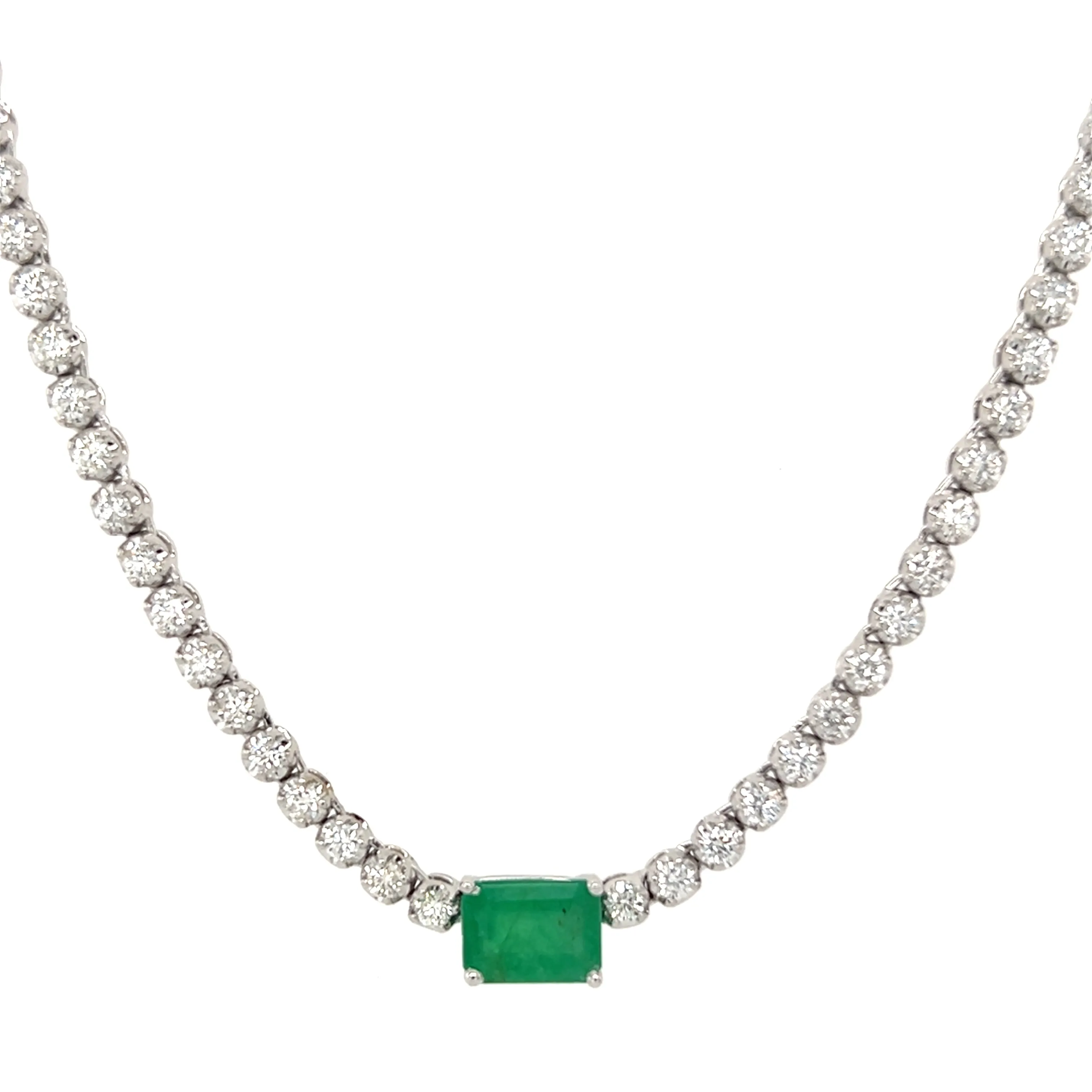 Gemstone Center Diamond Tennis Choker