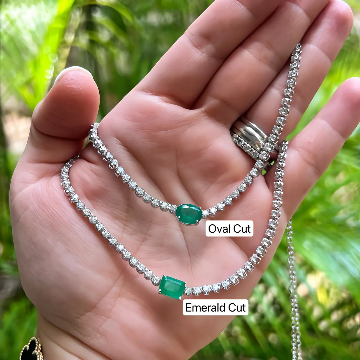 Gemstone Center Diamond Tennis Choker