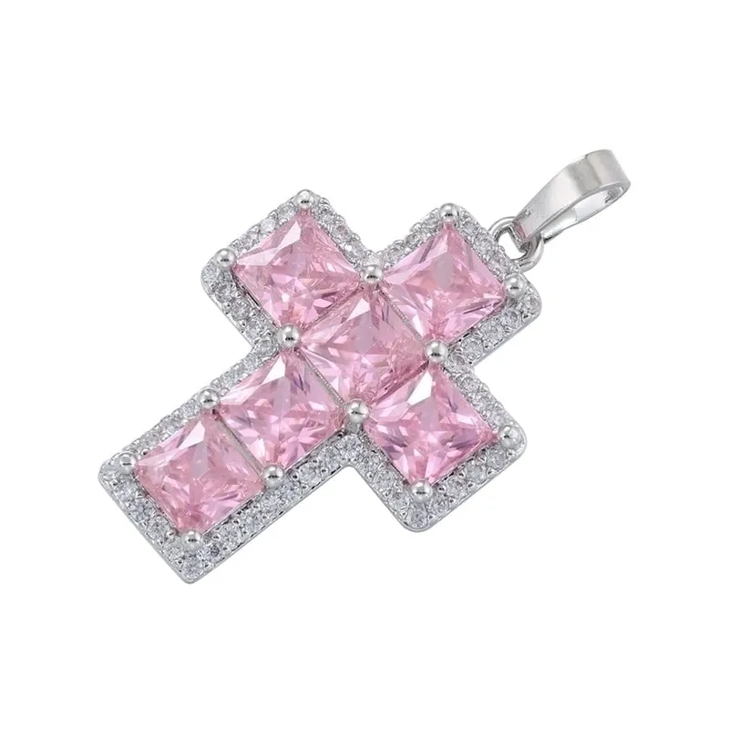 Glam Luxurious Shiny Cross 18k Gold Plated Zircon Copper Wholesale Pendants