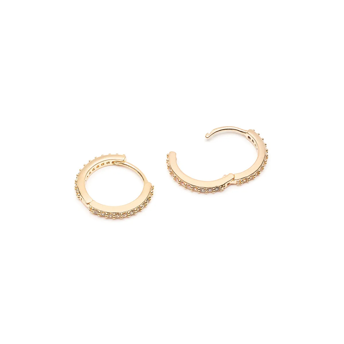 Gold Pave Huggie Hoops