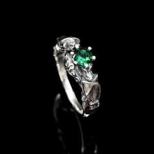 Gothic Bat Diopside Sterling Silver Ring