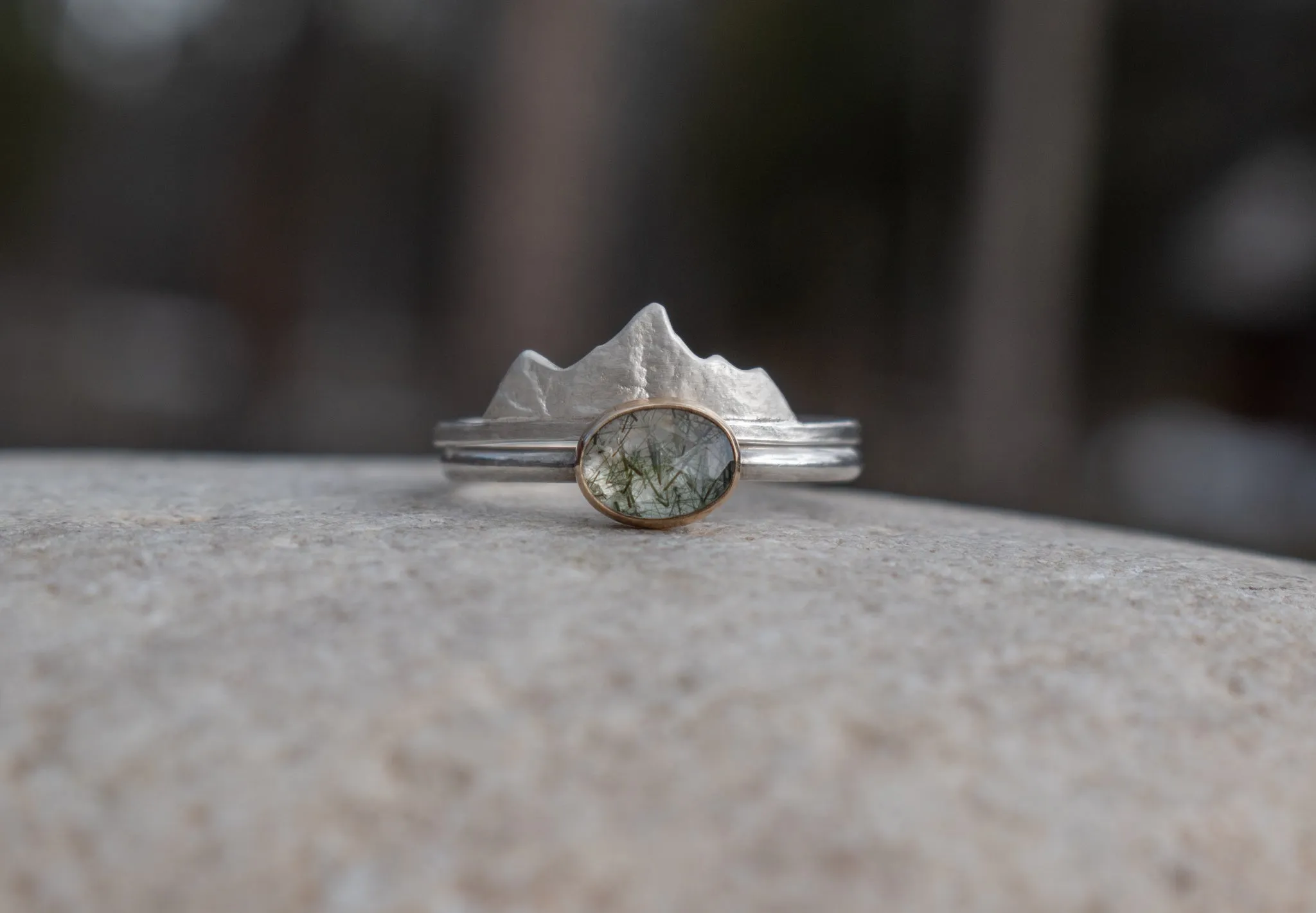 Green Rutile Stacking Ring