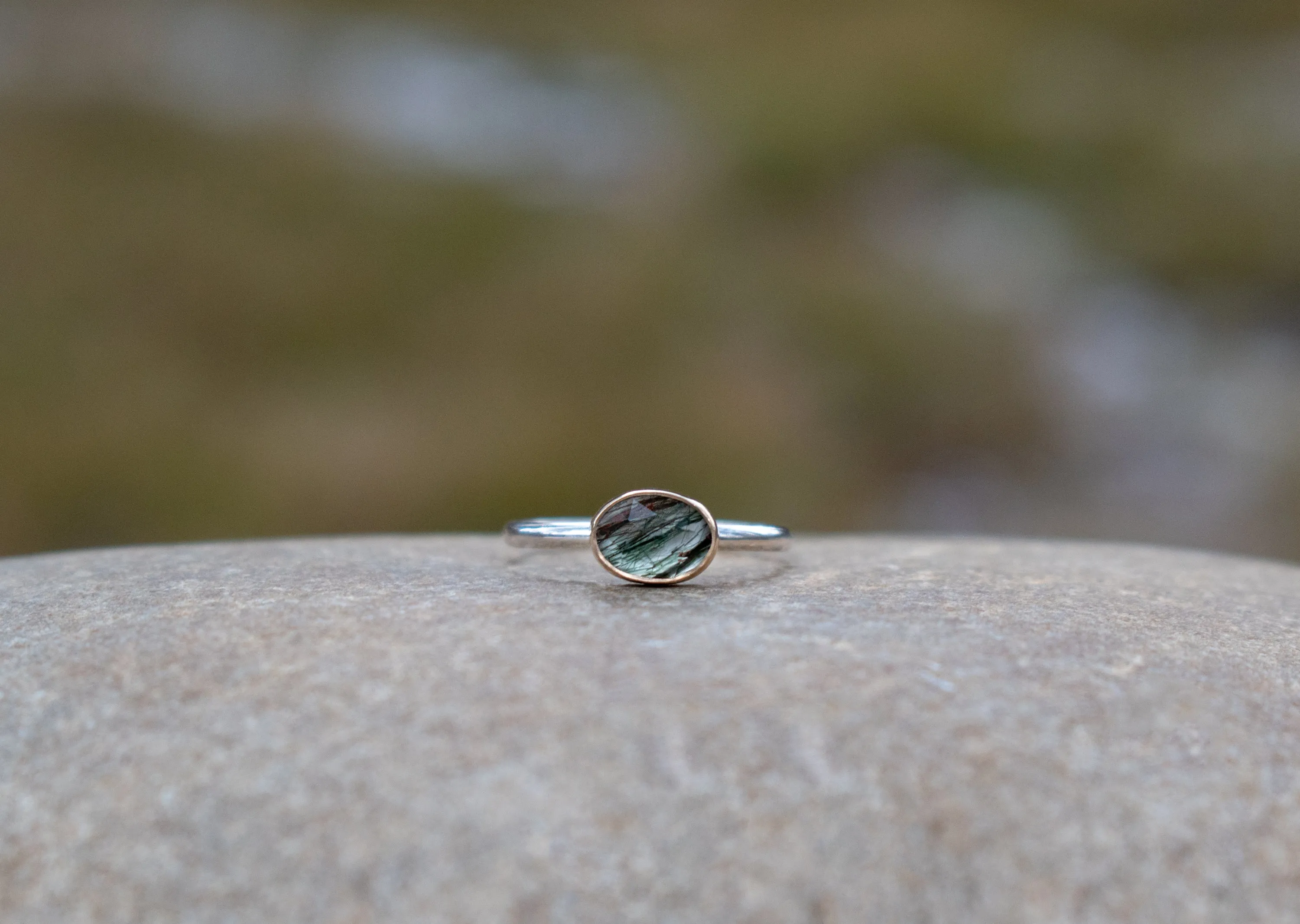 Green Rutile Stacking Ring