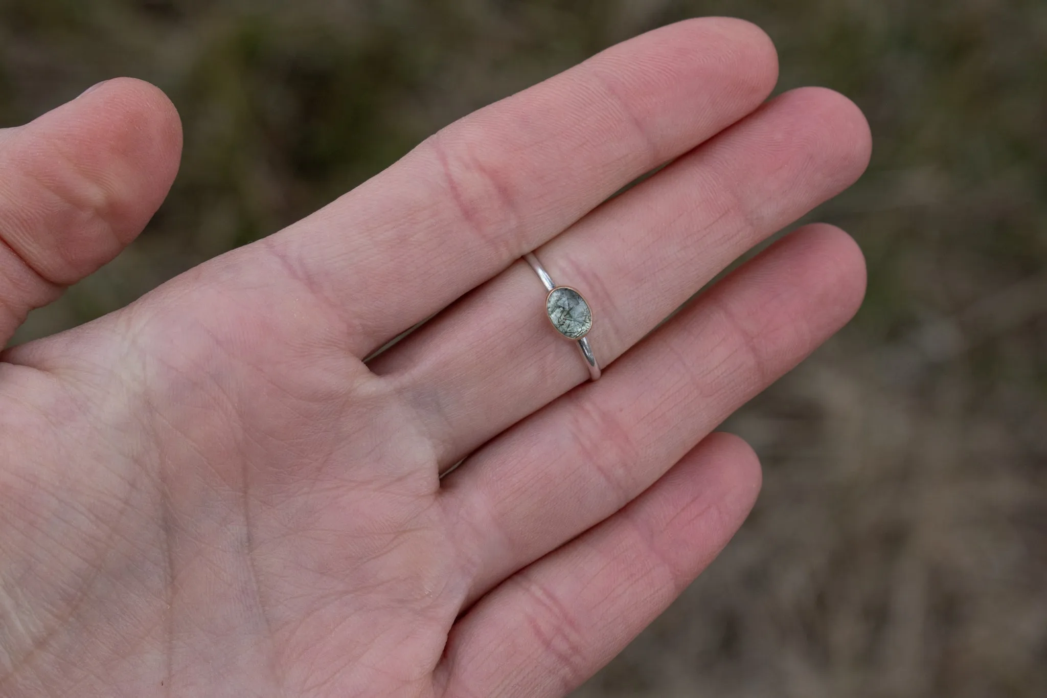 Green Rutile Stacking Ring