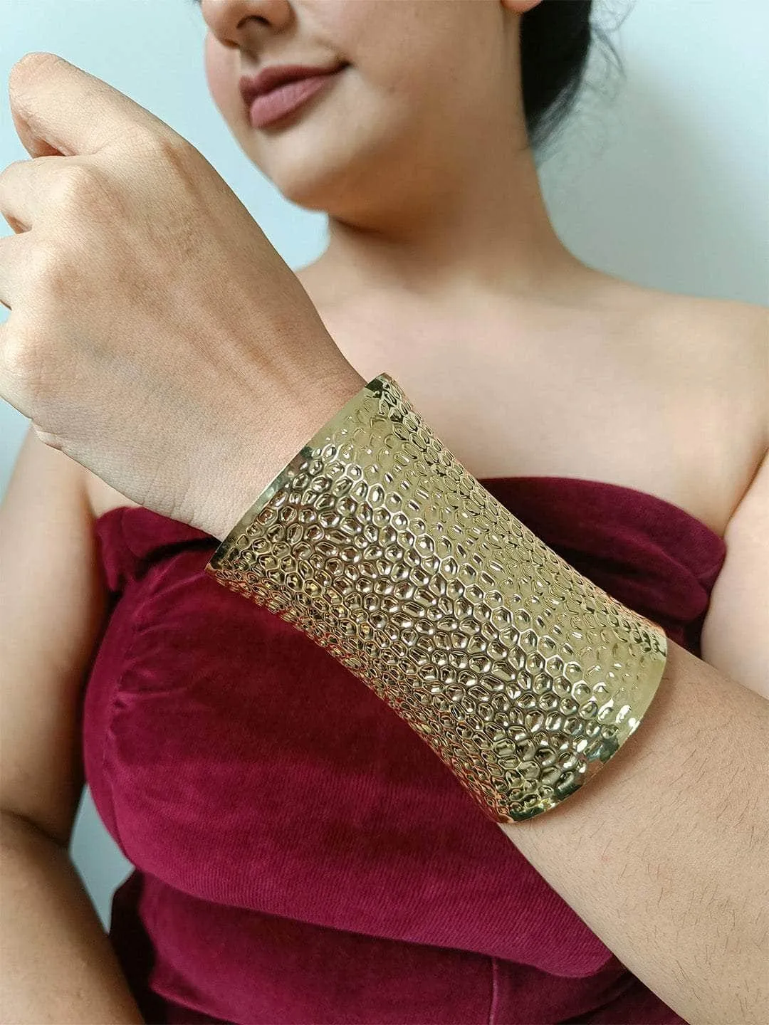 Hollow Geometric Open Cuff Bracelet