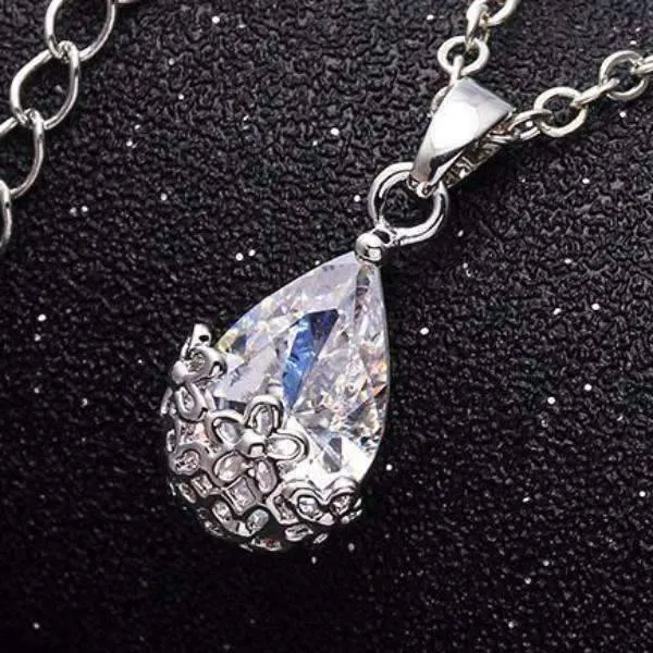 Infused Diamond Dust Necklace in Platinum or 18K Gold Plating