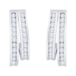 KATARINA 1 cttw Channel Set Diamond Double Row J-Hoop Earrings