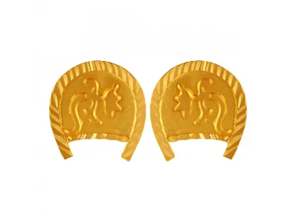 Kulo Shaped 22k Gold Stud Earrings With Floral Detailing